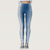 Promo Company Name Blue & White Halftone Muster Leggings (Vorderseite)