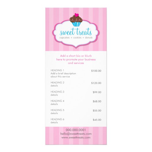 PROMO PREISDIENSTE LIST cupcake Bäckerei aqua rosa Werbekarte (Vorne)