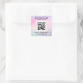 Promo, QR Code, Stars Pink Lila Quadratischer Aufkleber (Tasche)