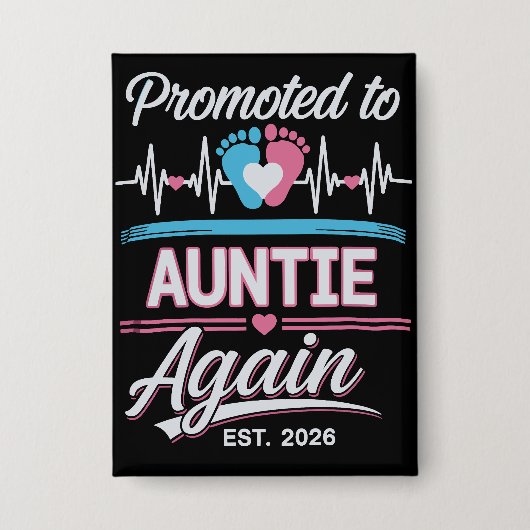 Promoted To Auntie Again Est 2026 Pregnancy Reveal Button (Vorderseite)