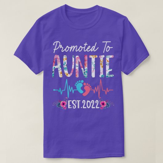 Promoted To Auntie Est 2022 Funny Floral Mothers D T-Shirt (Design vorne)