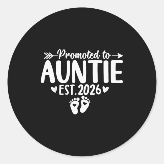 Promoted To Auntie Est 2026 Soon To Be New Aunt Ba Runder Aufkleber (Vorderseite)