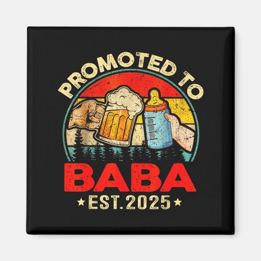 Promoted To Baba Est 2025 Vintage  Magnet (Vorne)