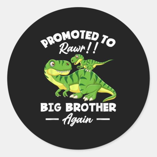 Promoted To Big Brother Again Dinosaur Lover Gift Runder Aufkleber (Vorderseite)