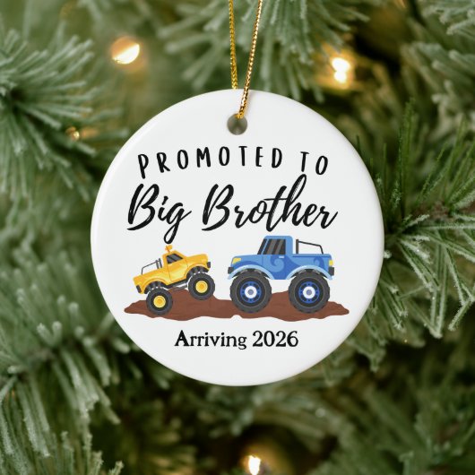 Promoted to Big Brother Dump Truck Keramik Ornament (Baum)