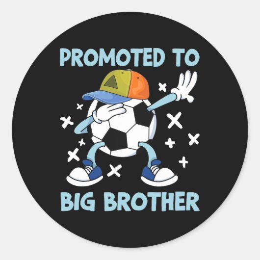Promoted To Big Brother Soccer Design Runder Aufkleber (Vorderseite)