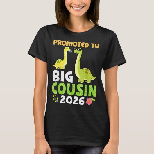 Promoted To Big Cousin 2026 Cute Dinosaur Family T T-Shirt (Vorderseite)