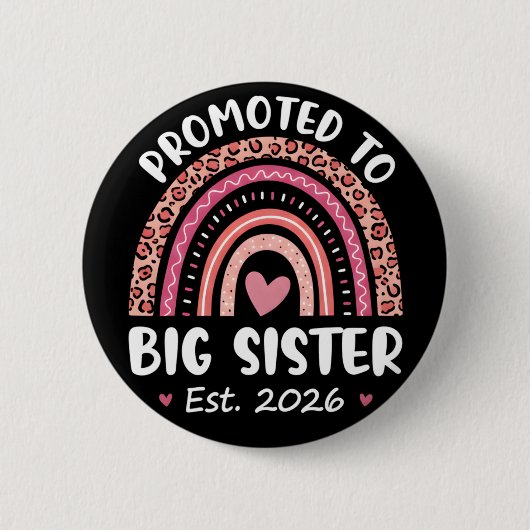 Promoted to Big Sister 2026 Cute Pregnancy Button (Vorderseite)