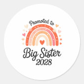 Promoted To Big Sister 2028 New Baby Pregnancy Ann Runder Aufkleber (Vorderseite)