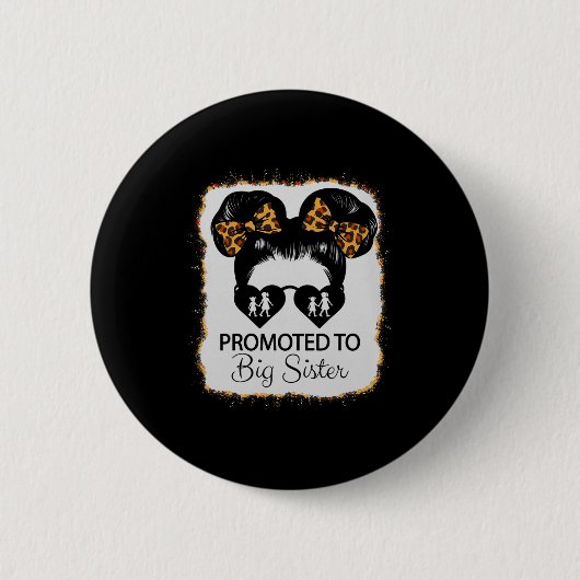 Promoted To Big Sister Leopard Girl Baby Announcem Button (Vorderseite)