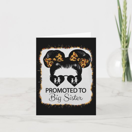 Promoted To Big Sister Leopard Girl Baby Announcem Karte (Vorderseite)