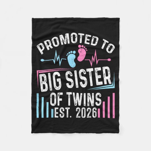 Promoted To Big Sister Of Twins Est 2026 Baby Show Fleecedecke (Vorderseite)