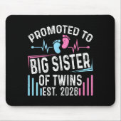Promoted To Big Sister Of Twins Est 2026 Baby Show Mousepad (Vorne)