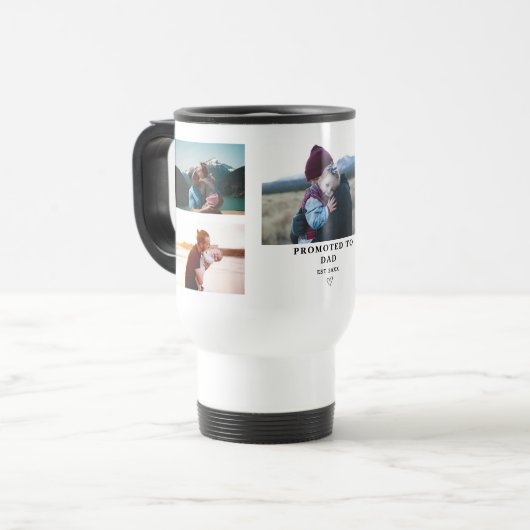 Promoted to Dad Photo Collage Gift – Personalized  Reisebecher (Vorderseite Links)