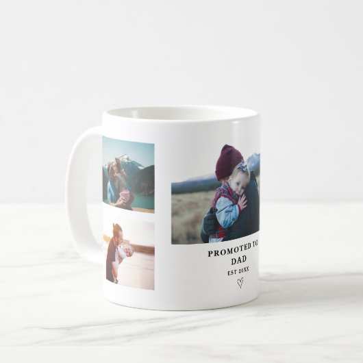 Promoted to Dad Photo Collage – Personalized  Kaffeetasse (Vorderseite Links)