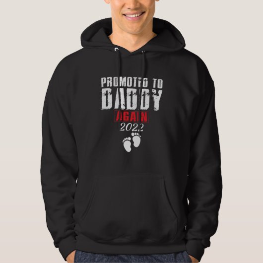 Promoted To Daddy Again 2022 Baby Announcement Bab Hoodie (Vorderseite)