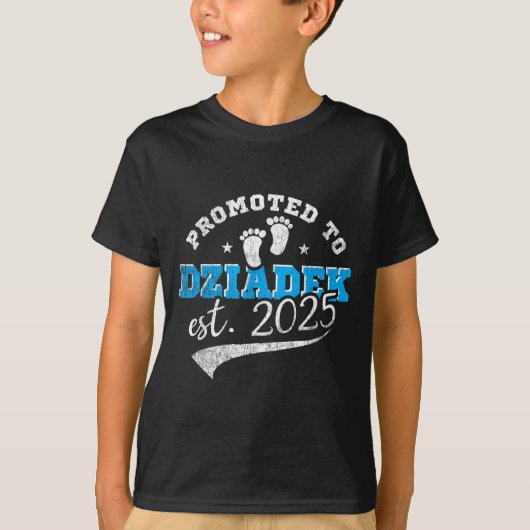 Promoted To Dziadek Est 2025 Proud New Grandpa Vin T-Shirt (Vorderseite)