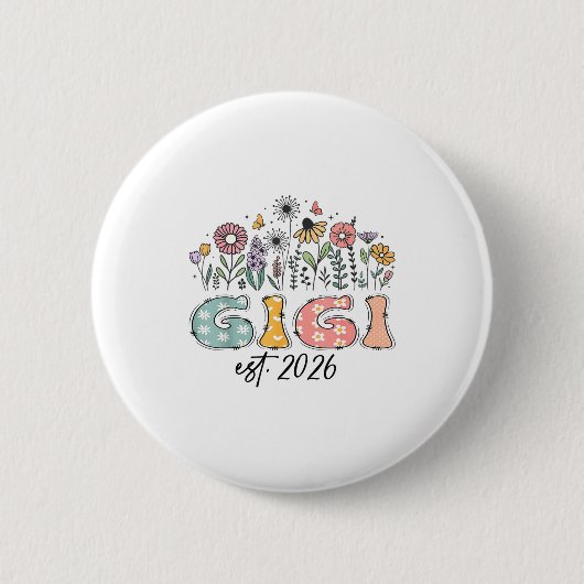 Promoted To Gigi Est. 2026 Wildflower Family Match Button (Vorderseite)