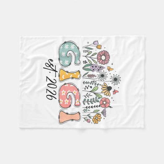 Promoted To Gigi Est. 2026 Wildflower Family Match Fleecedecke (Vorderseite (Horizontal))