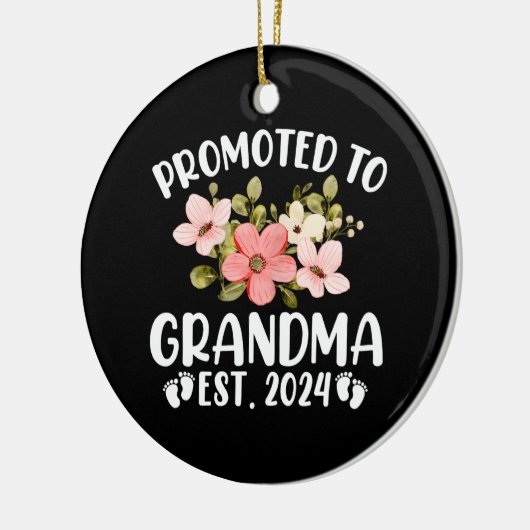 Promoted To Grandma 2024 First Time Nana Floral Keramik Ornament (Links)