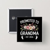 Promoted to Grandma 2026 First Time Nana Floral  Button (Vorne & Hinten)