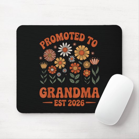 Promoted To Grandma 2026 Grandma 2026 Floral Retro Mousepad (Mit Mouse)