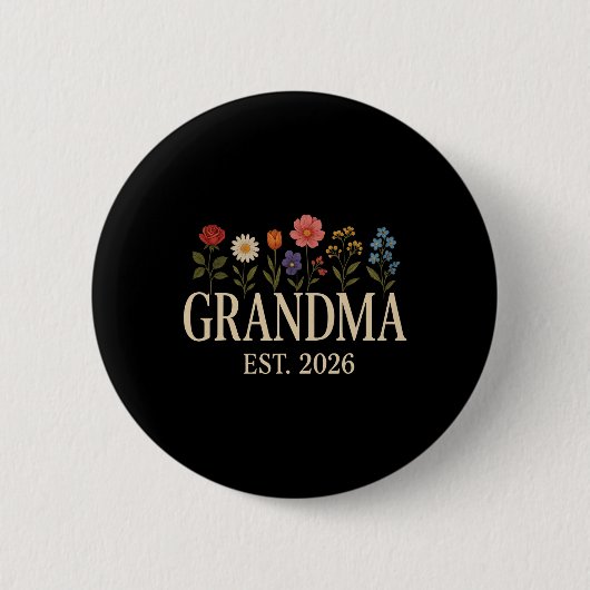 Promoted To Grandma 2026 Pregnancy Flower New Gran Button (Vorderseite)