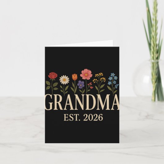 Promoted To Grandma 2026 Pregnancy Flower New Gran Karte (Vorderseite)