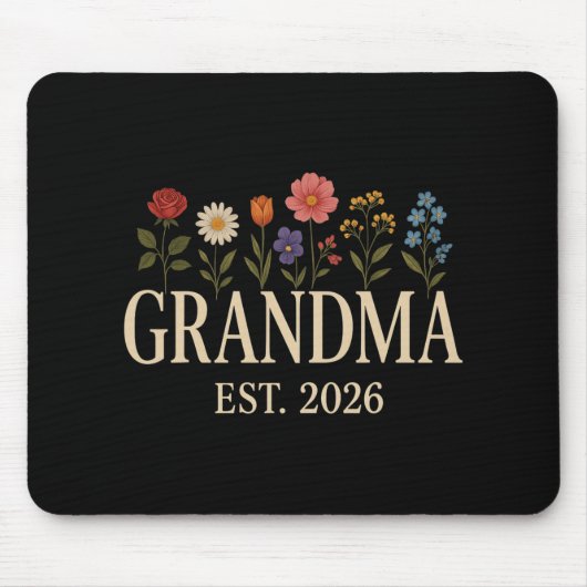 Promoted To Grandma 2026 Pregnancy Flower New Gran Mousepad (Vorne)
