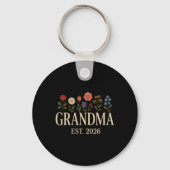 Promoted To Grandma 2026 Pregnancy Flower New Gran Schlüsselanhänger (Vorderseite)