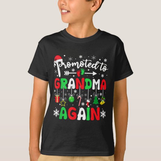 Promoted To Grandma Again Christmas Pregnancy Anno T-Shirt (Vorderseite)