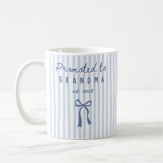 Promoted to Grandma Coquette Striped Name Mug Gift Kaffeetasse