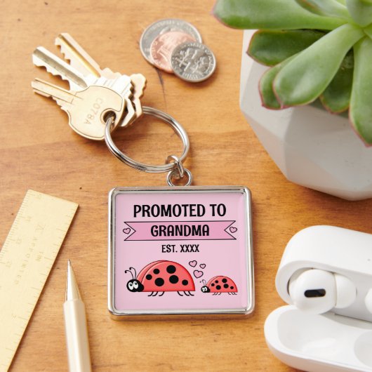 Promoted to Grandma ladybugs pink Schlüsselanhänger (Schreibtisch)