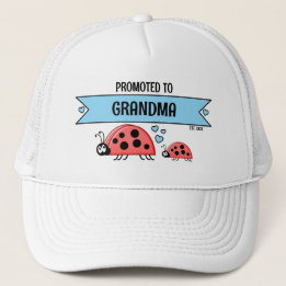 Promoted to Grandma ladybugs white blue Truckerkappe
