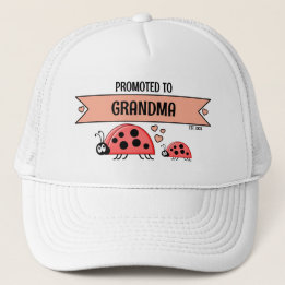 Promoted to Grandma ladybugs white peach Truckerkappe