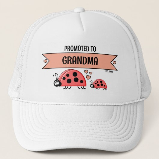 Promoted to Grandma ladybugs white peach Truckerkappe (Vorderseite)