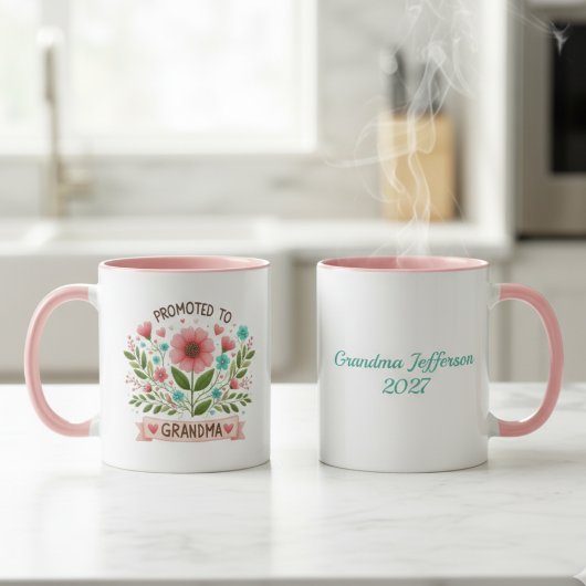 Promoted to Grandma Mug - Watercolor Flowers Tasse
