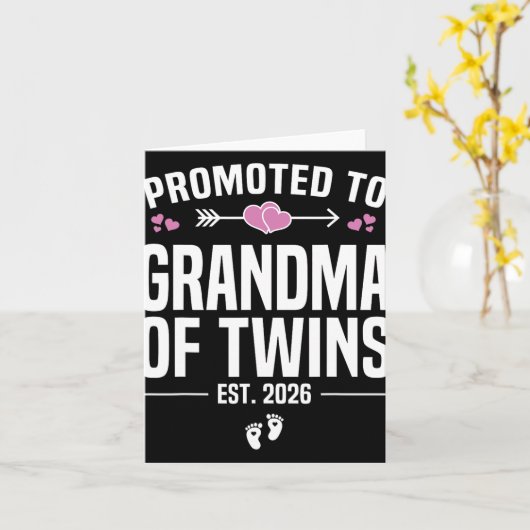 Promoted To Grandma Of Twins 2026 New Grandma Moth Karte (Gelbe Blume)