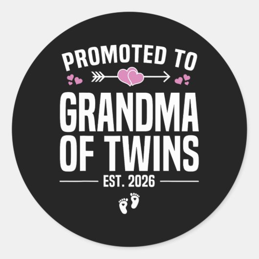 Promoted To Grandma Of Twins 2026 New Grandma Moth Runder Aufkleber (Vorderseite)