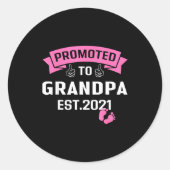Promoted To Grandpa Est 2021 Funny New Grandfather Runder Aufkleber (Vorderseite)