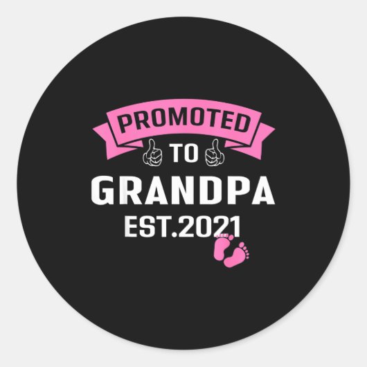 Promoted To Grandpa Est 2021 Funny New Grandfather Runder Aufkleber (Vorderseite)