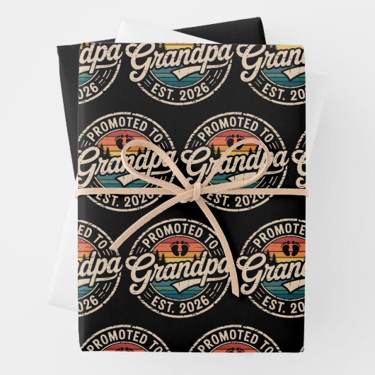 Promoted To Grandpa Est 2026 Pregnancy Retro Geschenkpapier Set (Beispiel)