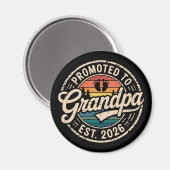 Promoted To Grandpa Est 2026 Pregnancy Retro Magnet (Vorderseite/Rückseite)