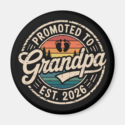 Promoted To Grandpa Est 2026 Pregnancy Retro Magnet (Vorne)