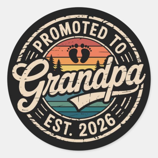 Promoted To Grandpa Est 2026 Pregnancy Retro Runder Aufkleber (Vorderseite)