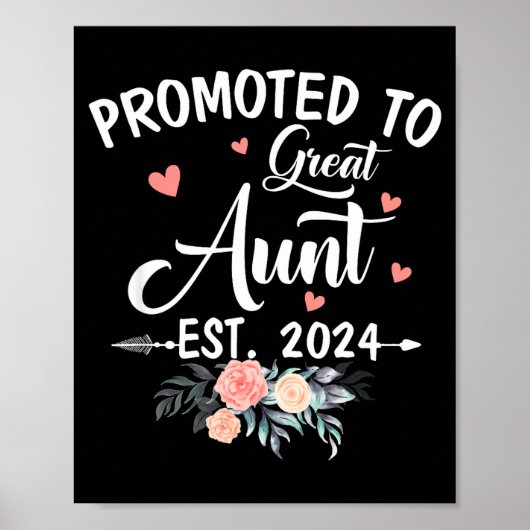 Promoted To Great Aunt Est 2024 Soon To Be Aunt Fl Poster (Vorne)