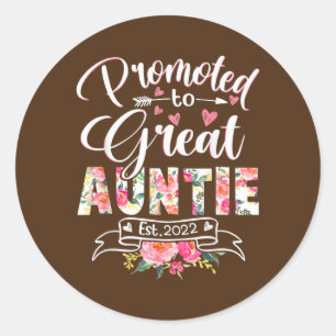 Promoted to Great Auntie Est 2022 Floral First Runder Aufkleber