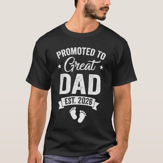 Promoted To Great Dad Est 2026 Pregnancy Announcem T-Shirt (Vorderseite)