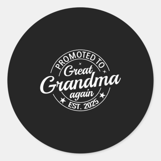 Promoted To Great Grandma Again 2025 Pregnancy Bab Runder Aufkleber (Vorderseite)