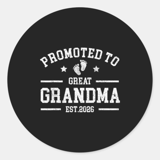 Promoted To Great Grandma Est. 2026 Baby Announcem Runder Aufkleber (Vorderseite)